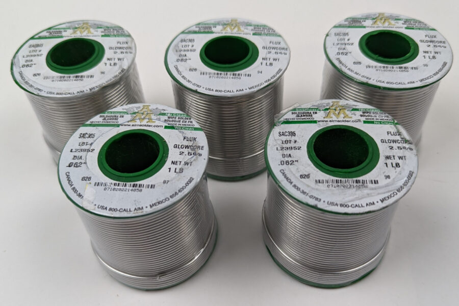 NEW Listing! FREE Shipping! 5lb SAC305 AIM Wire Solder .062″ 1.6mm Dia No Clean 2.5%Glow Core Flux 14050 NEW