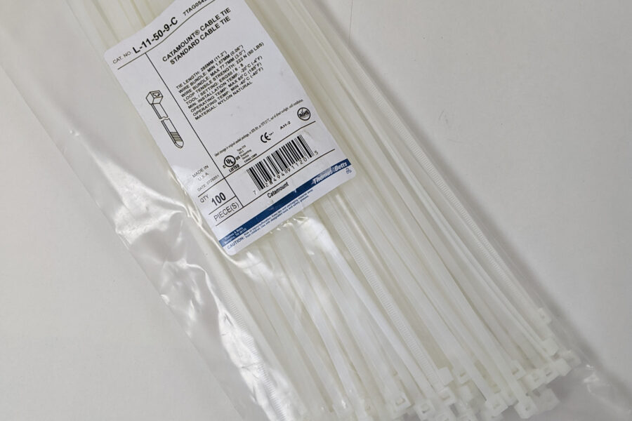 NEW Listing! FREE Shipping! 100 Thomas & Betts Catamount Cable Ties 11.2″ 285mm 50lb Nylon 6/6 L-11-50-9-C
