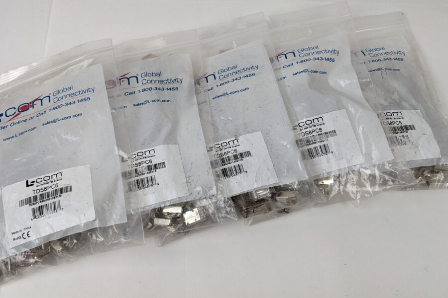 NEW Listing! FREE Shipping! Category 6 RJ45 Ethernet Connector 8×8 Crimp Plug Shielded TDS8PC6 L-com NEW 250