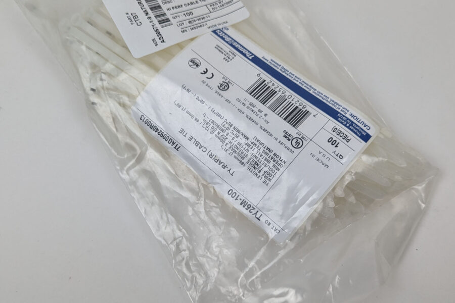 NEW Listing! FREE Shipping! TY25M-100 Thomas & Betts Cable Ties Steel Tab 7.31″ Ty-Rap Nylon 6.6 50lb 100pc