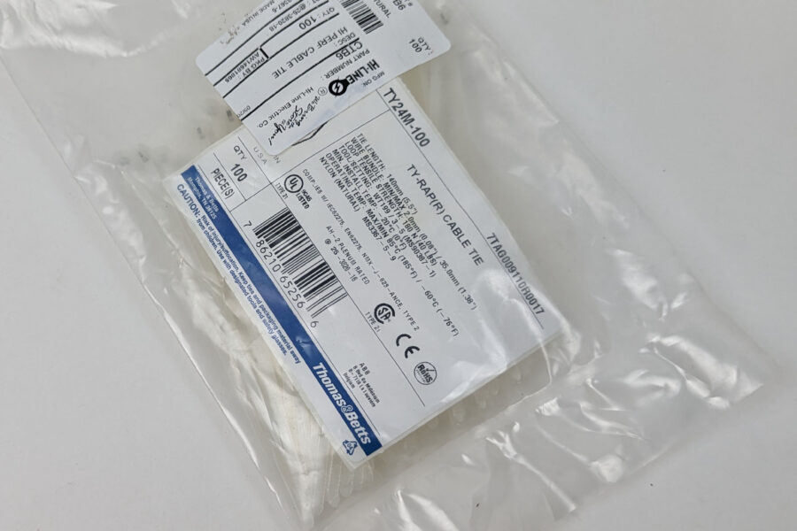 NEW Listing! FREE Shipping! TY24M-100 Thomas & Betts Cable Ties Steel Tab 5.5″ Ty-Rap Nylon 6.6 40lb 100pc
