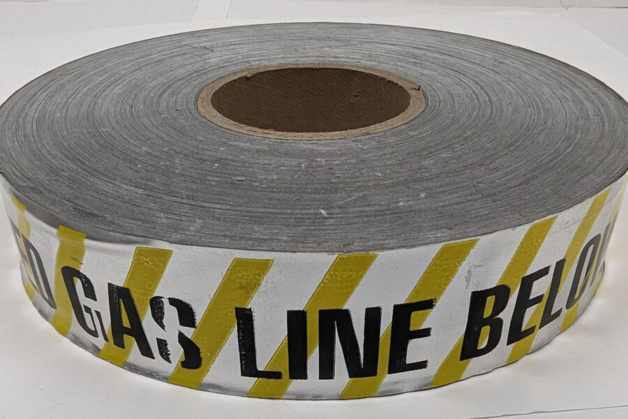 NEW Listing! FREE Shipping! Detectable Tape Caution: Buried Gas Line Below Silver/Yellow5mil 2″ x 1000ft NEW
