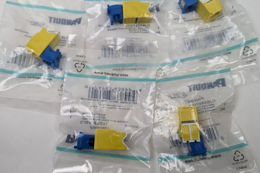 NEW Listing! FREE Shipping! 5 Panduit CJ6X88TGYL Category-6A 8-Position Mini-Com RJ45 Jack Module Yellow NEW