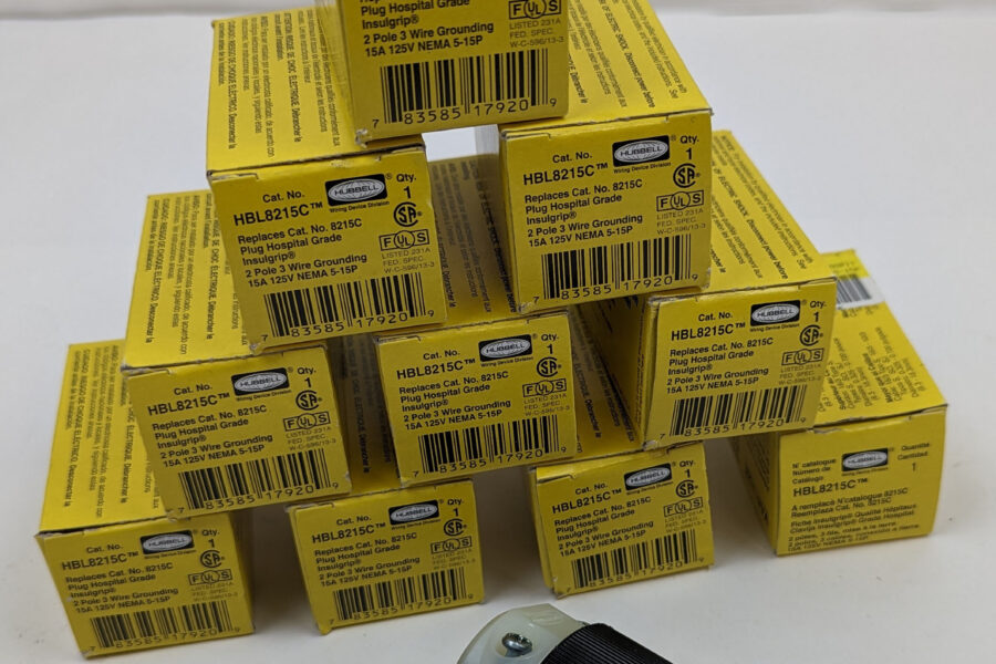 NEW Listing! FREE Shipping!  10pcs Hubbell Male Plug Hospital Grade HBL8215C 15amp 125V 2Pole 3Wire 5-15P NEW