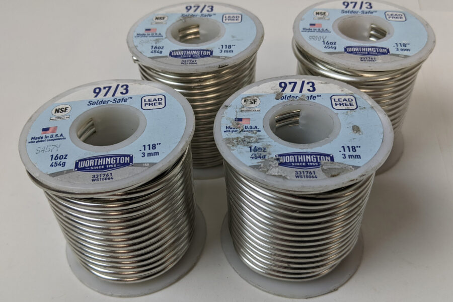 NEW Listing! FREE Shipping! 4Lbs Lead Free Solder Worthington 97/3 .118inch 3mm Diameter Solder-Safe 331761