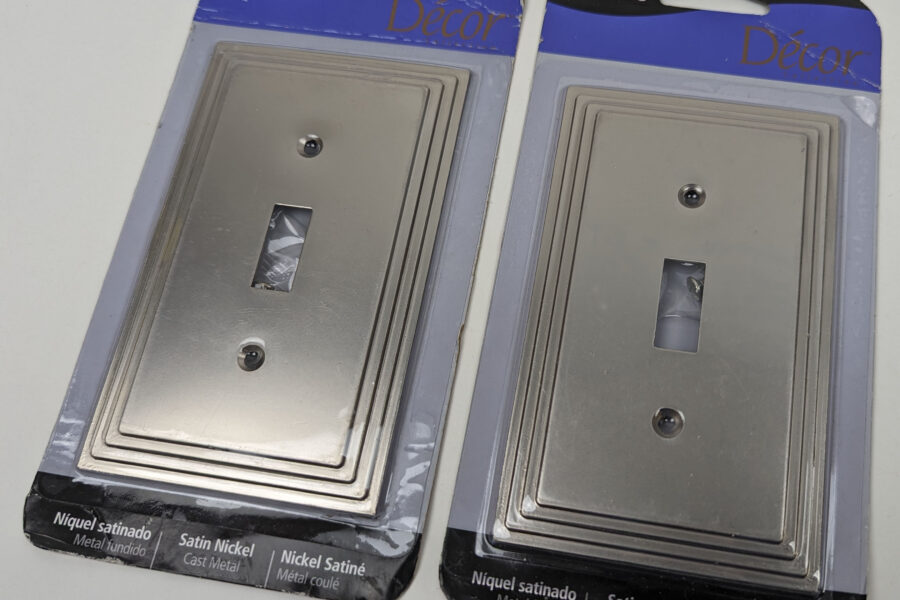 NEW Listing! FREE Shipping! 2 Amerelle Switch Wallplate Steps Satin Nickel 1Toggle Decor Cast Metal 84TN NEW