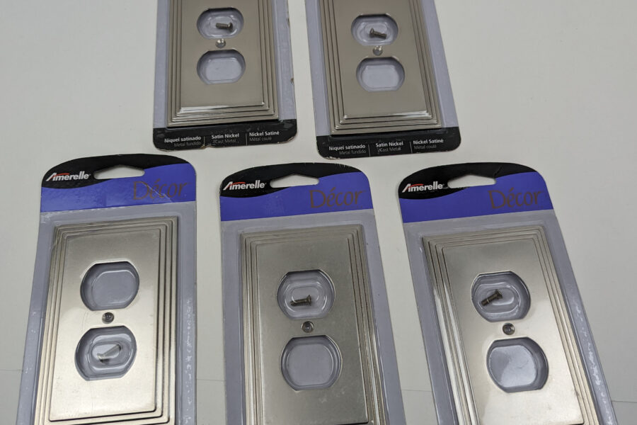 NEW Listing! FREE Shipping! 5 Amerelle Duplex Outlet Wallplate Steps Satin Nickel Decor Cast Metal 84DN NEW