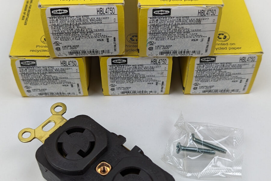 NEW Listing! FREE Shipping! 5 Hubbell Twist-Lock Duplex Receptacle HBL4750 15A 277V 2Pole 3Wire L7-15R NEW