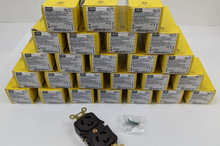 NEW Listing! FREE Shipping! 25 Hubbell Twist-Lock Duplex Receptacle HBL4750 15A 277V 2Pole 3Wire L7-15R NEW