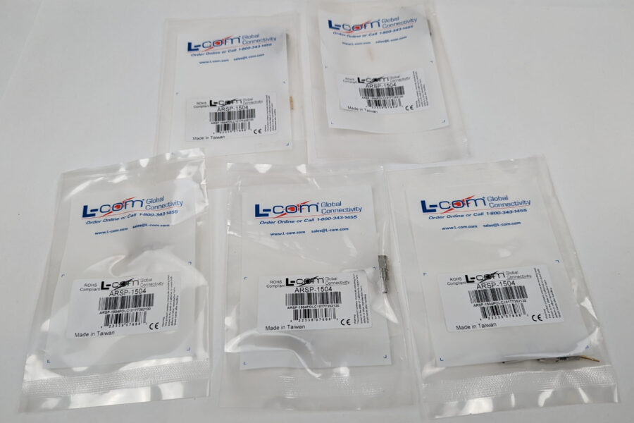 NEW Listing! FREE Shipping! 5 L-com RP-SMA Plug Reverse Polarity Crimp 50Ohm Gold Pin for240 Cable ARSP-1504