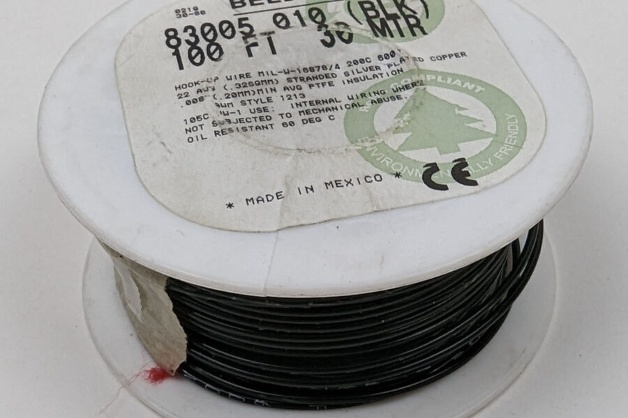 NEW Listing! FREE Shipping! Belden Hook-Up Wire PTFE 22AWG High Temp 200C SPC Black M16878/4 83005 010 100′