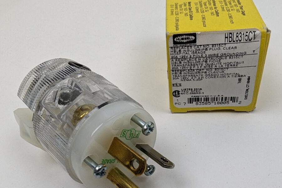 NEW Listing! FREE Shipping! Hubbell Hospital Grade Plug HBL8315CT Clear 20A 125V 2Pole 3Wire Grounding NEW