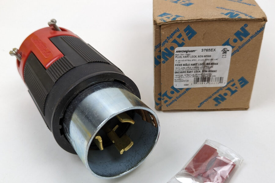 NEW Listing! FREE Shipping! Eaton Arrow Hart 3765EX Locking Plug 50A 600Vac 250Vdc 3Pole 4Wire Grounding NEW