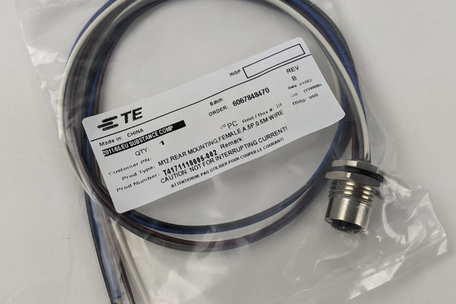 NEW Listing! FREE Shipping! TE M12 Receptacle Wired Sensor Connector 5 Pin T4171110005-002 19.7″ of Wire NEW