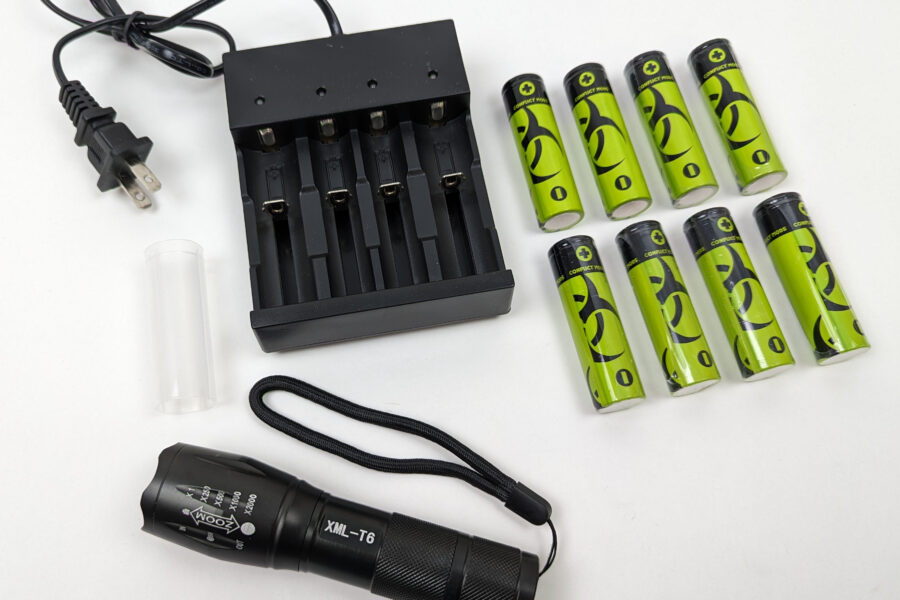 NEW Listing! FREE Shipping! Li-Ion Smart Charger w/8 Batteries and Tactical Flashlight Super Bright Zoomable