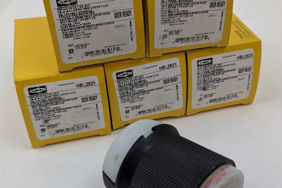 NEW Listing! FREE Shipping! 5 Hubbell Twist Lock Insulgrip Male Plug HBL2821 30amp 277/480Vac 4Pole 3Ph NEW