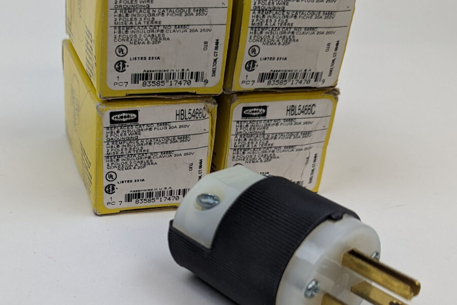 NEW Listing! FREE Shipping! 4pcs Hubbell Male Plug HBL5466C Black/White 20A 250V 2Pole 3Wire Grounding NEW