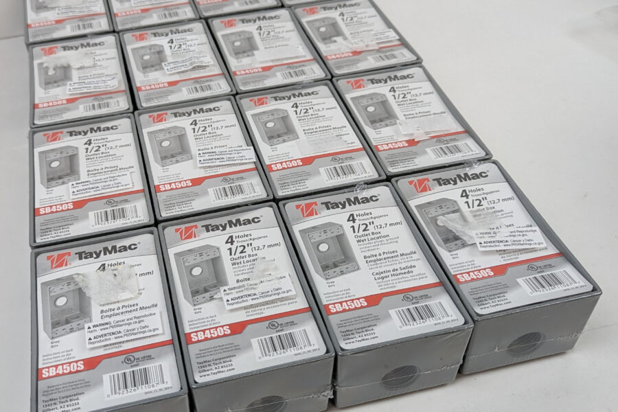 NEW Listing! FREE Shipping! 16 TayMac SB450S 1-Gang Weatherproof Outlet Box Gray Four 1/2″ Outlets  NEW