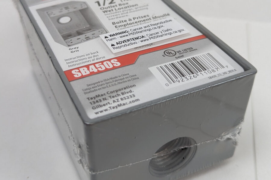NEW Listing! FREE Shipping! TayMac SB450S 1-Gang Weatherproof Outlet Box Gray Four 1/2″ Outlets  NEW