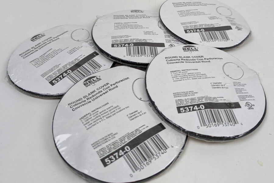 NEW Listing! FREE Shipping! 5 Hubbell Bell Outdoor 4″ Round Blank Wet Location Outlet Box Cover 5374-0 NEW