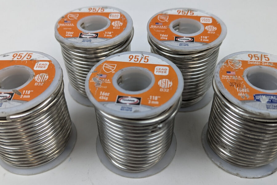 NEW Listing! FREE Shipping! 5Lbs Lead Free Solder Worthington 95/5 .118inch 3mm Diameter Solder-Safe 331760