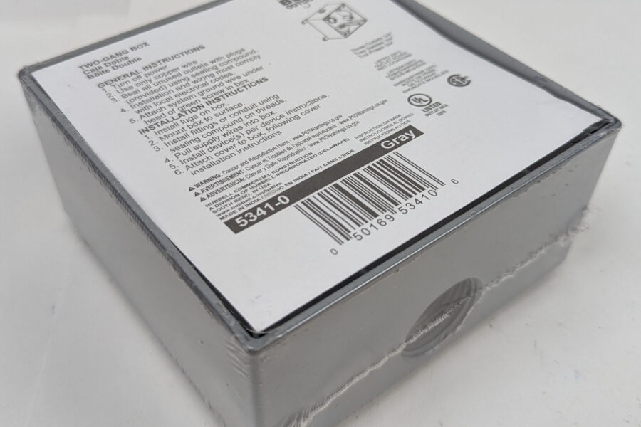 NEW Listing! FREE Shipping! Hubbel Bell 2-Gang Weatherproof Outlet Box Gray Three 3/4″ Outlets 5341-0 NEW