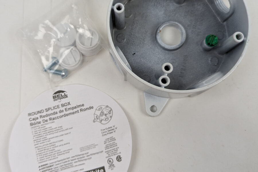 NEW Listing! FREE Shipping! Bell Hubbell 4″ Round Weatherproof Outlet Box White Five 1/2″ Holes 5361-1 NEW