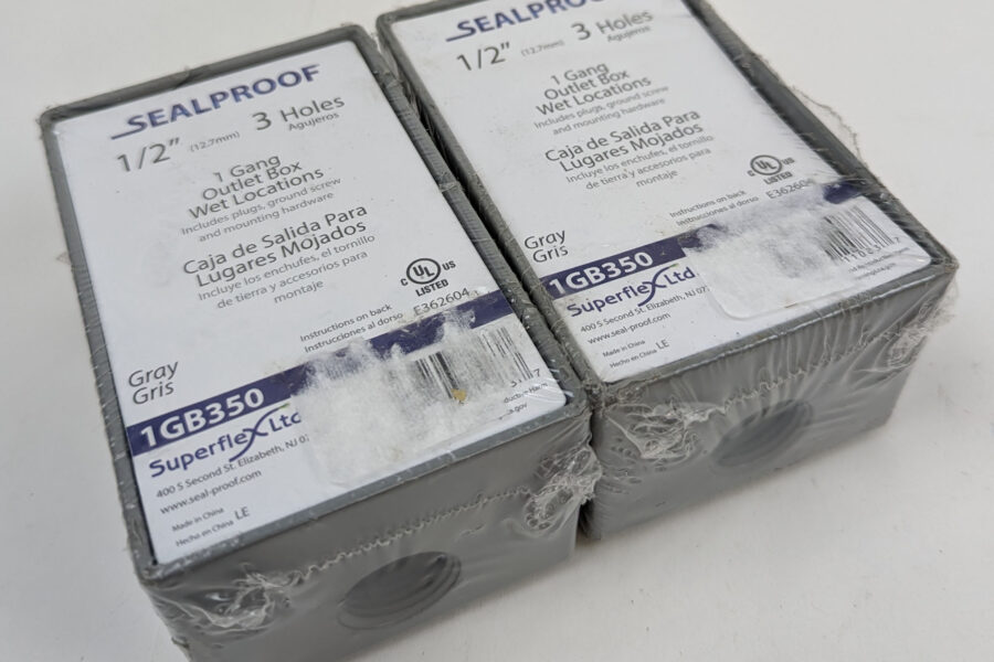 NEW Listing! FREE Shipping! 2 Sealproof 1GB350 1-Gang Weatherproof Outlet Box Gray Three 1/2″ Holes  NEW