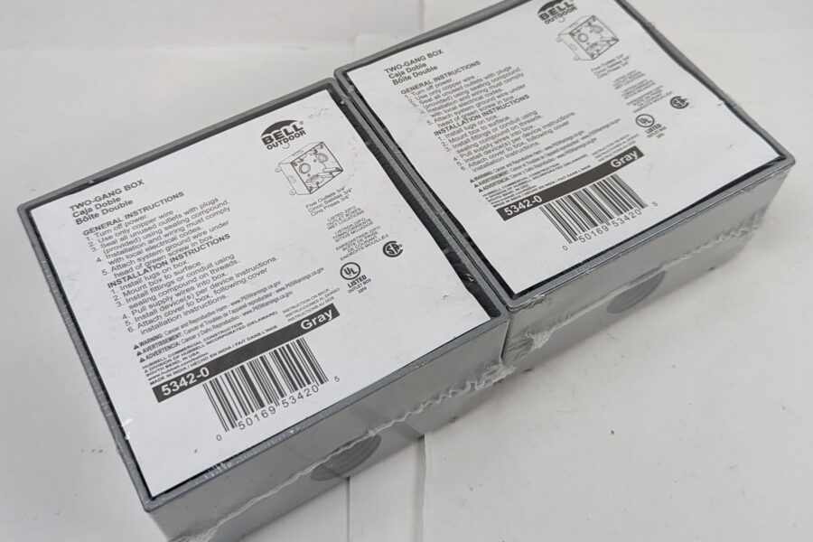 NEW Listing! FREE Shipping! 2 Bell Hubbell 2-Gang Weatherproof Outlet Box Gray Five 3/4″ Outlets 5342-0 NEW