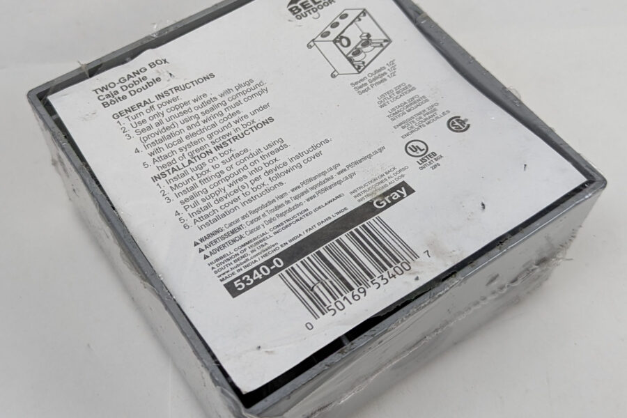 NEW Listing! FREE Shipping! Hubbell 2-Gang Weatherproof Outlet Box Gray Seven 1/2″ Outlets 5340-0 NEW