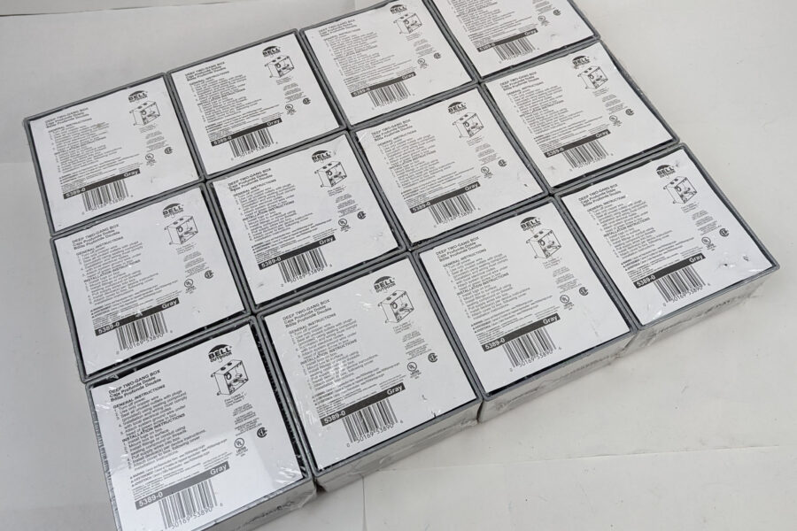 NEW Listing! FREE Shipping! 12 Hubbel Bell Deep 2Gang Weatherproof Outlet Box Gray Five 1″Outlets 5389-0 NEW