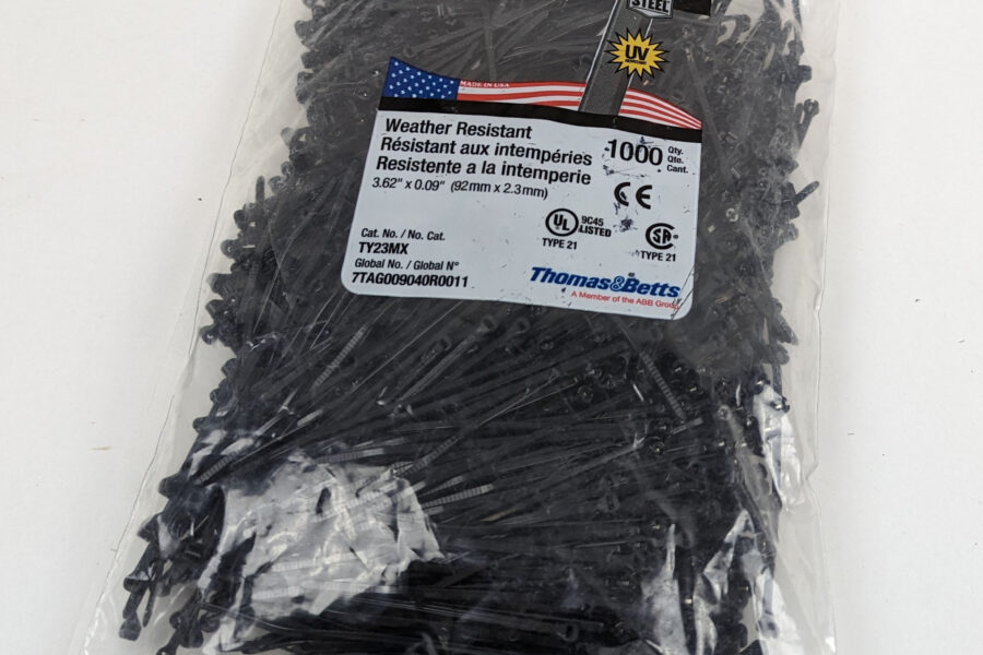 NEW Listing! FREE Shipping! TY23MX Thomas & Betts Cable Ties Steel Tab 3.62″ Ty-Rap Nylon 6.6 18lb 1000pcs