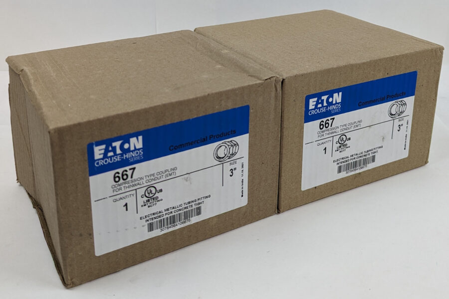 NEW Listing! FREE Shipping! 2 EATON Crouse Hinds 667 3″ EMT Compression Connector for Thinwall Conduit NEW
