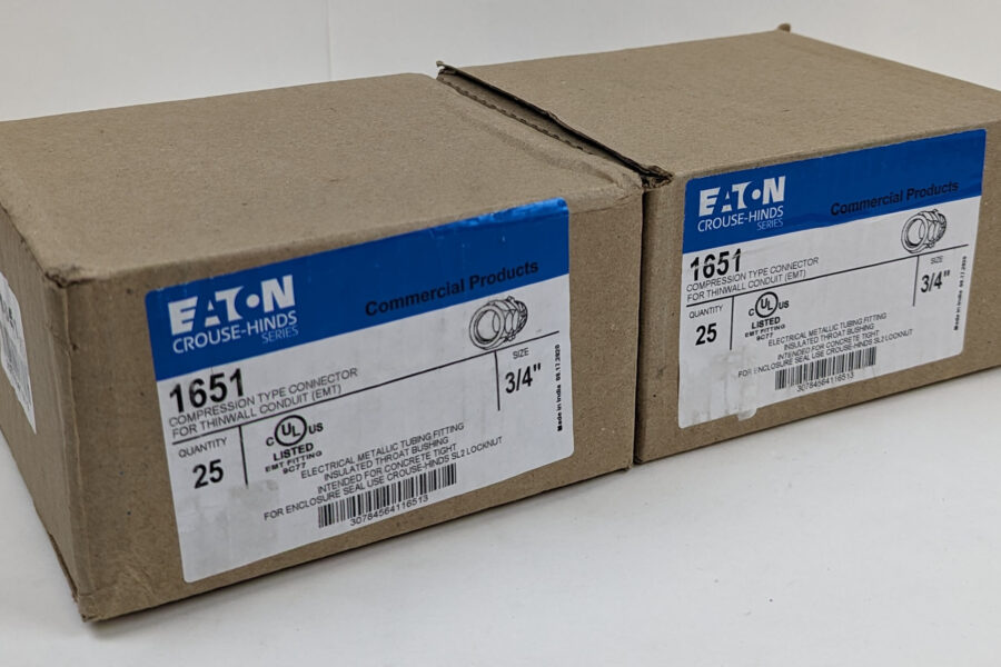 NEW Listing! FREE Shipping! 50 EATON Crouse Hinds 1651 3/4″ EMT Compression Connector Insulated Throat NEW