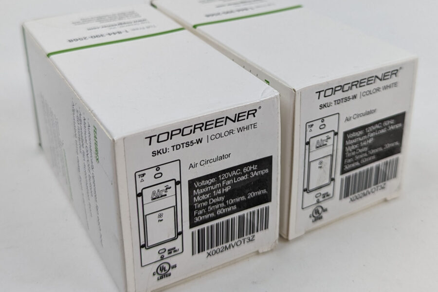 NEW Listing! FREE Shipping! 2 Topgreener TDTS5-W Circulator Switch Fresh Air Timer for Ventilation Fan NEW