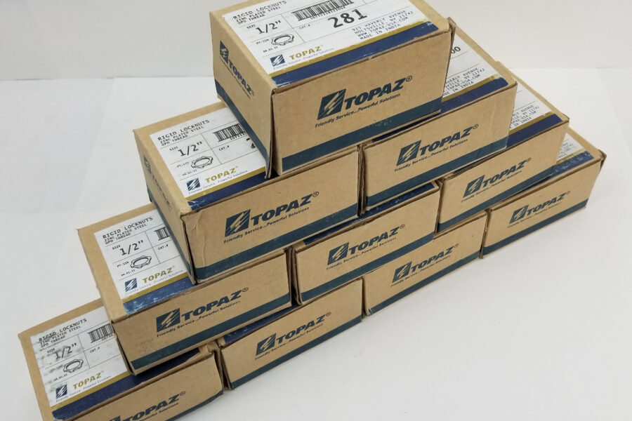 NEW Listing! FREE Shipping! 1000 Topaz 281 1/2″ Rigid Locknuts Zinc Plated Steel 10 boxes of 100 Each NEW