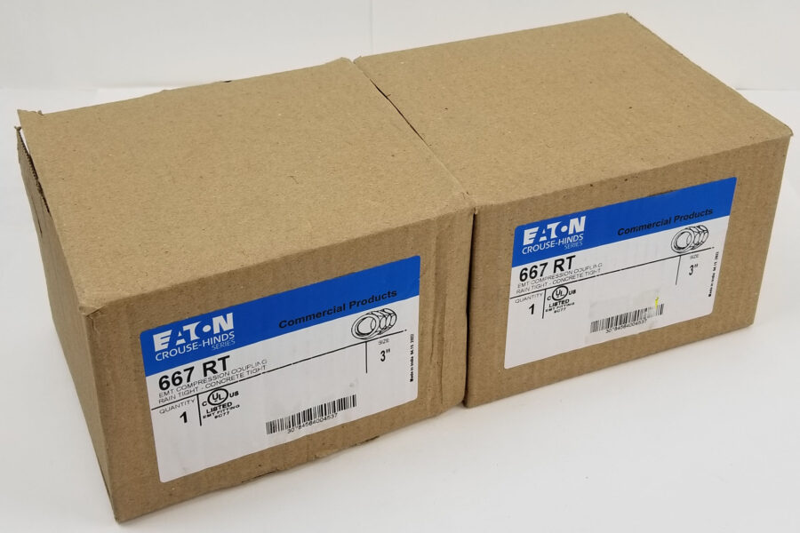 NEW Listing! FREE Shipping! 2 EATON Crouse Hinds 667RT 3″ EMT Compression Coupling Raintight Steel NEW