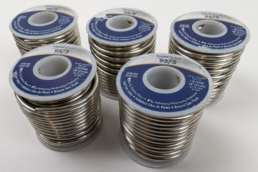 NEW Listing! FREE Shipping! 5lbs Lucas Milhaupt Lead Free Solder 1/8″ 3.2mm Dia. 95% Tin, 5% Antimony 57263
