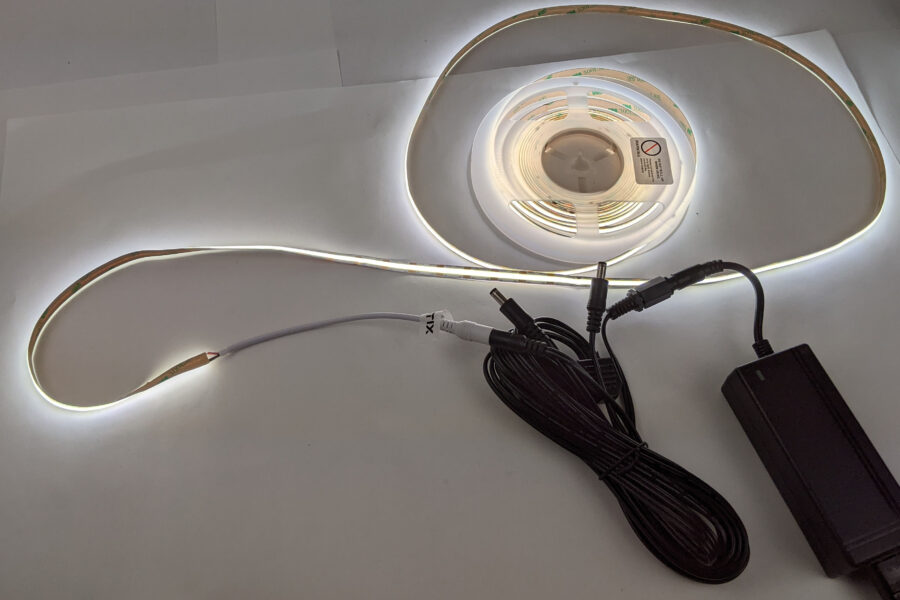 NEW Listing! FREE Shipping! Strip Lights COB LED 6000K Pautix 18ft/5.5m 12Vdc Daylight White w/Power Supply