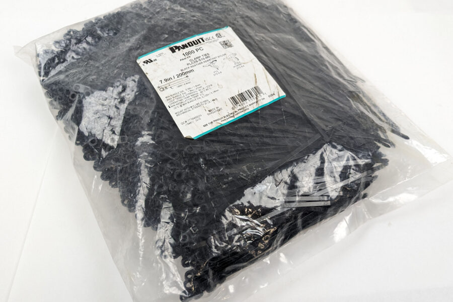 NEW Listing! FREE Shipping! Clamp Cable Ties PLC2S-S10-M0 Panduit Pan-Ty 7.9″ 50LB Black Nylon QTY-1000 NEW