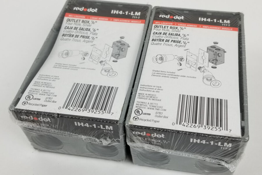 NEW Listing! FREE EXPEDITED PRIORITY MAIL Shipping! 2 Red Dot IH4-1-LM 1-Gang Weatherproof Outlet Box Gray Four 1/2″ Holes NEW