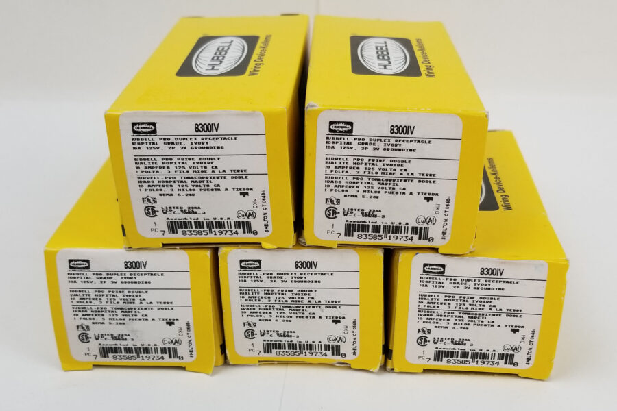 NEW Listing! FREE EXPEDITED PRIORITY MAIL Shipping! 5 Hubbell 8300IV Duplex Receptacle Ivory 20A 125V Heavy Duty Hospital Grade NEW