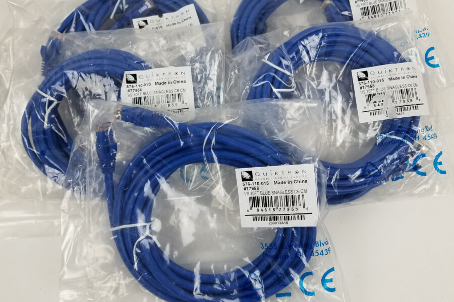 NEW Listing! FREE EXPEDITED PRIORITY MAIL Shipping! 5 Category 6 576-110-015 RJ45 Ethernet Patch Cord Booted 15ft Snagless Quiktron
