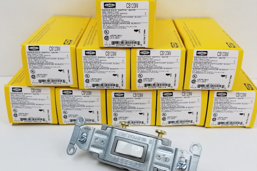 NEW Listing! FREE Shipping! 10 Hubbell Toggle Switch 20amp 120V-277V White 1-Pole Maintained CS120W NEW