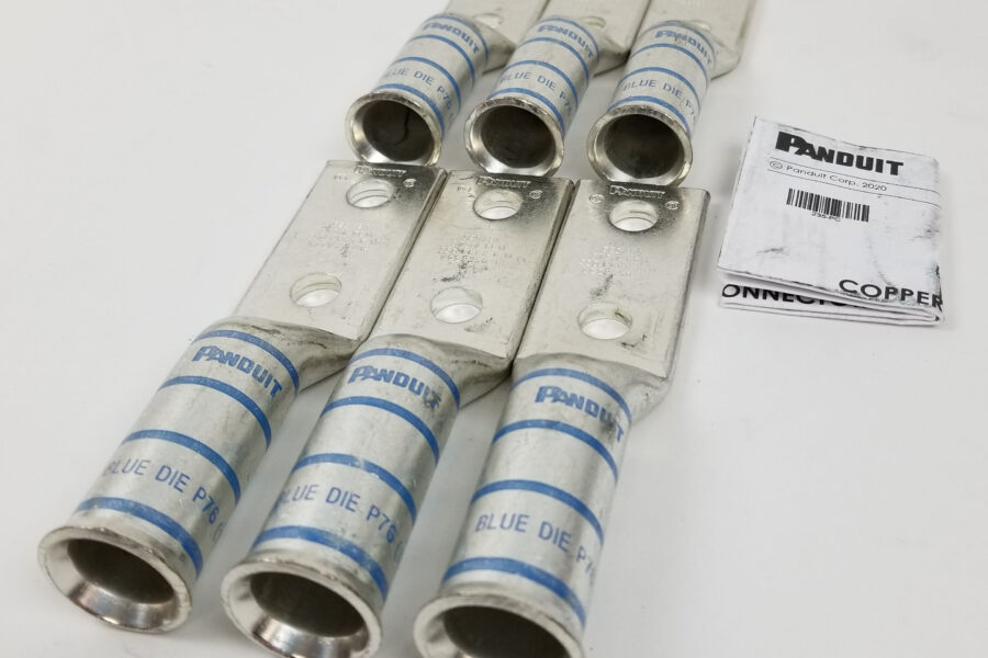 NEW Listing! FREE EXPEDITED PRIORITY MAIL Shipping! 6 Panduit LCCF350-12-6 Two Hole Flex Lugs Blue Compression Connectors Copper NEW