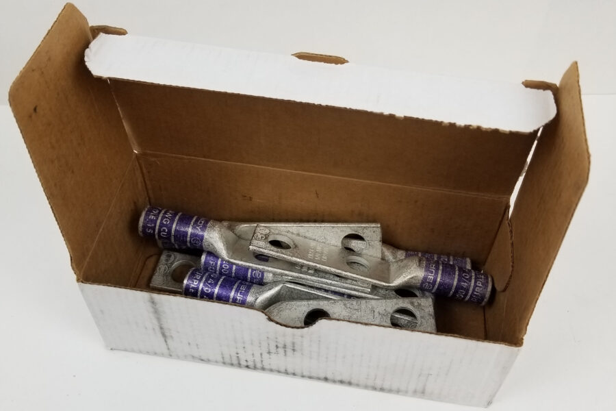 NEW Listing! FREE EXPEDITED PRIORITY MAIL Shipping! 10 BURNDY YA282N 2-Hole Lug Copper Compression Connector Straight 4/0 AWG NEW