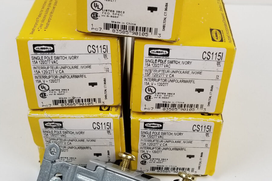NEW Listing! FREE EXPEDITED PRIORITY MAIL Shipping! 5 Hubbell CS115I Toggle Switch 15amp 120V-277V Ivory 1-Pole Maintained NEW