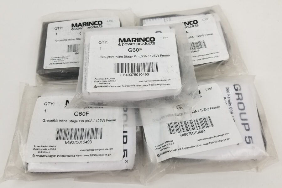 NEW Listing! FREE EXPEDITED PRIORITY MAIL Shipping! 5 Marinco G60F Group5 Inline Stage Pin Connector 60Amp 125V Female NEW
