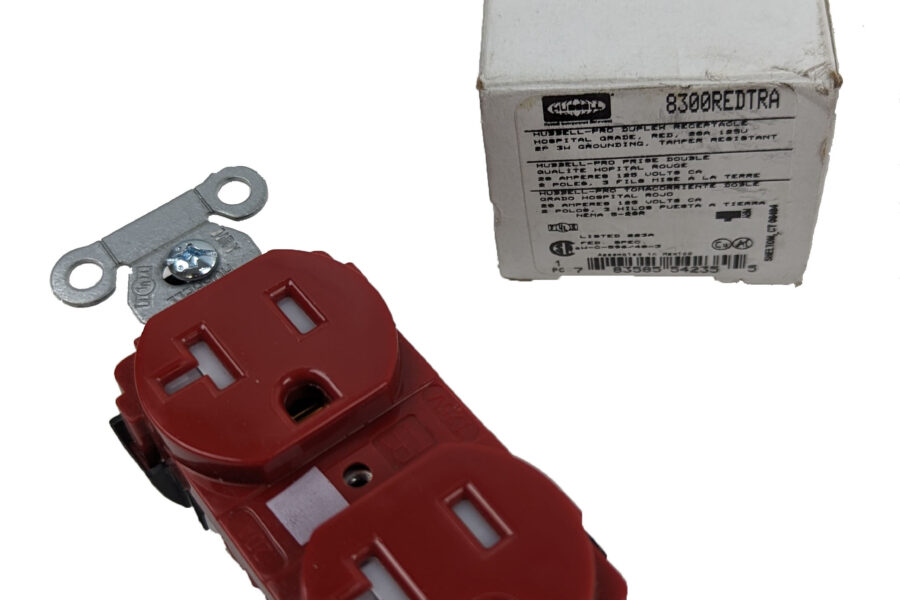 NEW Listing! FREE EXPEDITED PRIORITY MAIL Shipping! Hubbell 8300REDTRA Duplex Receptacle 20A 125V Red Hospital Grade Tamper Res. NEW