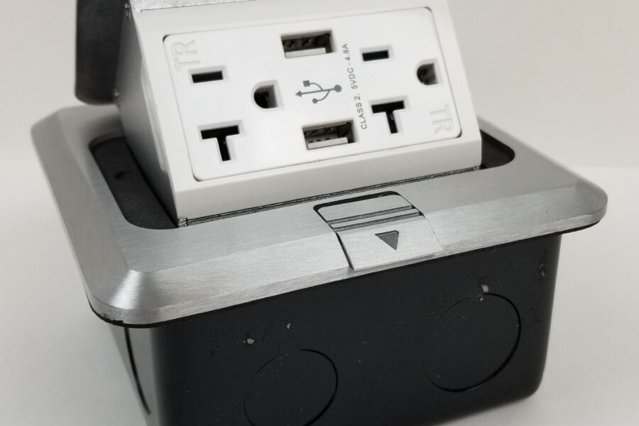 NEW Listing! FREE Shipping! Pop Up Floor Outlet Box USB Charger Duplex Receptacle Tamper Resistant White NEW